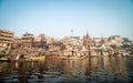 Tourists taking the popular boat tour on the sacred Ganges river in Varanasi, Utta