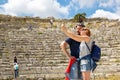 Tourists Taking Selfies in Segesta Sicily