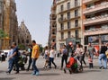 Tourists on their way to the La Sagrada Familia