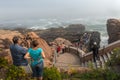 Tourists at Thunder Hole in Acadia National Park Royalty Free Stock Photo