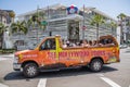 Tourists on tour bus/van in Rodeo Drive Royalty Free Stock Photo