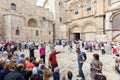 Tourists and tour guide at Church of the holy Sepulchre Royalty Free Stock Photo