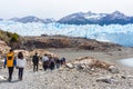 Tourists in a tour at Perito Moreno Glacier, located in the Los Glaciares National Park, Patagonia Argentina. Royalty Free Stock Photo