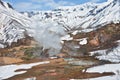 Tourists during the tour at the thermal field in the Valley of G Royalty Free Stock Photo