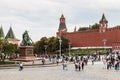 Tourists and townspeople have cathedral on the Red Square in Mos Royalty Free Stock Photo