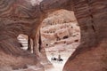 Tourists travel in Petra