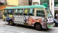 Tourists travel by the public light bus or Green minibus