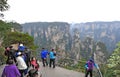 Tourists and travelers marvel at the natural wonders of Zhangjiajie National Forest Park in Zhangjiajie, China. Royalty Free Stock Photo