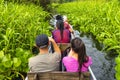 Tourists in Canoe in the Amazon Rainforest