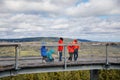 Tourists at The Treetop Walkway discovering the beauty of the Sumava National Park, Lipno nad Vltavou, South Bohemia, Czech