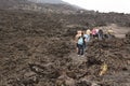 Tourists trekking to the top of Pacaya Volcano