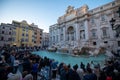 Tourists at the Trevi Fountain, the historic center of the city of Rome in Italy in 2023