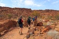 Tourists in Twyfelfontein, site of ancient rock engravings in the Kunene Region of north-western Namibia