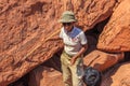 Tourists in Twyfelfontein, site of ancient rock engravings in the Kunene Region of north-western Namibia