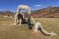 Tourists in the valley of dinosaurs National Park Gorkhi-Terelj, Mongolia