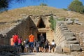 Tourists of various nationalities visiting the Treasury of Atreus or Tomb of Agamemnon Royalty Free Stock Photo