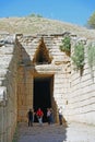 Tourists of various nationalities visiting the Treasury of Atreus or Tomb of Agamemnon Royalty Free Stock Photo