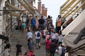 Tourists in Venice on Rialto bridge, Italy