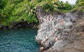 Tourists at Venus Pool, Waioka Pond