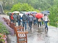 Tourists in a very wet Edinburgh.