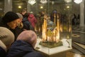 Tourists view the Scale bandmade model of the Kul Sharif Mosque inside of Kul Sharif Mosque Royalty Free Stock Photo