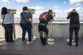 Tourists viewing North Korea and DMZ Dora Observatory