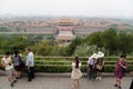 Tourists on a viewing platform in the Jingshan park, Beijing