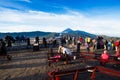 Tourists at viewpoint on Mount Penanjakan,The best views from Mount Bromo to the Sand Sea below