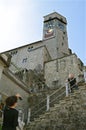 Tourists visit ancient Swiss castle Rapperswil Royalty Free Stock Photo