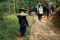 Tourists visit the Baduy traditional village in Lebak, Banten.