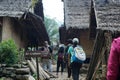 Tourists visit the Baduy traditional village in Lebak, Banten.