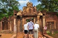 Tourists visit the Banteay Srei Temple