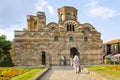 Tourists visit The Church of Christ Pantocrator, Nesebar Royalty Free Stock Photo