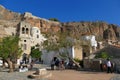 Tourists visit the city inside the mythical castle of Monemvasia Royalty Free Stock Photo