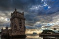 Visitiang Belem Tower at sunset Royalty Free Stock Photo