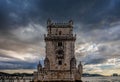 Visiting Belem Tower at sunset Royalty Free Stock Photo