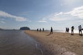 Tourists visit Golden Scale Dragon Spine Beach