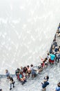 Tourists visit The HSBC Rain Vortex