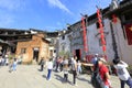 The tourists visit huangling mountain village, adobe rgb Royalty Free Stock Photo