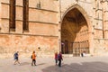 Tourists visit La Seu, the gothic cathedral de Palma de Mallorca on the Island of Mallorca, Royalty Free Stock Photo