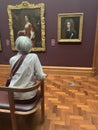 Visitors at The National Portrait Gallery (NPG) art gallery in London open after two years of refurbishments