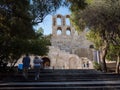 Tourists visit the Odeon of Herodes Atticus in Athens