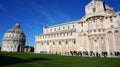 Tourists visit Piazza dei Miracoli, one of the most famous monument place in Italy