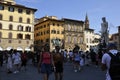 Tourists visit the Piazza della Signoria Square of Florence Metropolitan City. Italy