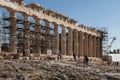 Tourists visit Restoration of the ancient Parthenon Temple in the Acropolis