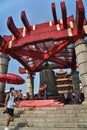 tourists visit yellow grane tower park in Wuhan city china