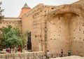 Tourists visiting the ancient ruins inside Marrakech Badi Palace