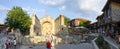 Tourists visiting Ancient town and Saint Sofia Church in Nesebar, Bulgaria