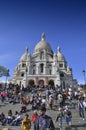 Tourists visiting the Basilica of the Sacred Heart of Paris