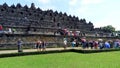 Tourists visiting Borobudur temple, Magelang, Central Java, Indonesia
